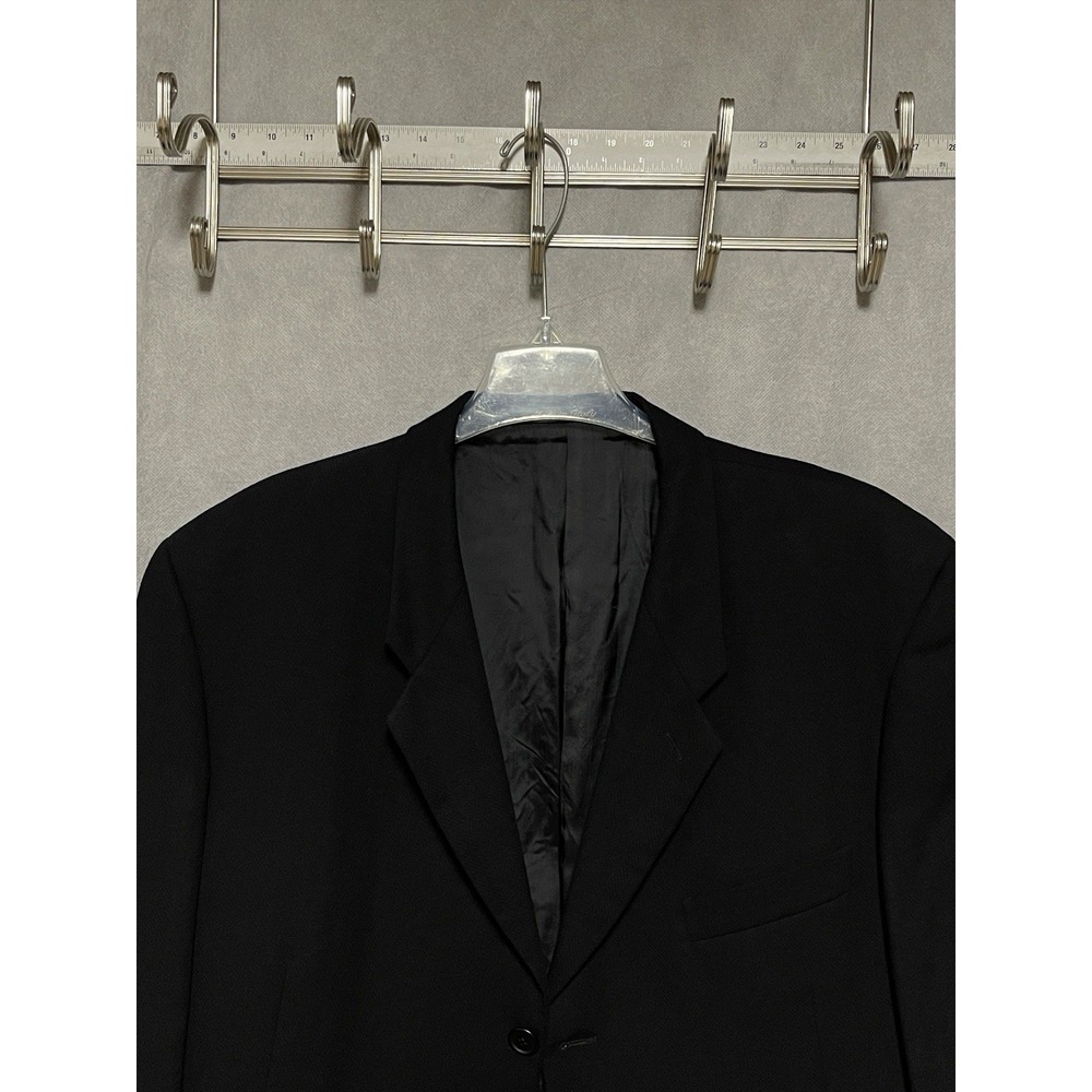 Giorgio Armani Blazer Men 41R Black Flannel Herringbone 3B Italy Coat Luxury 44R
